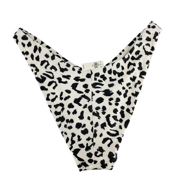 Aerie Super High Cut Cheekiest Bikini Bottom in White Black Leopard XL New NWT - Picture 4 of 5